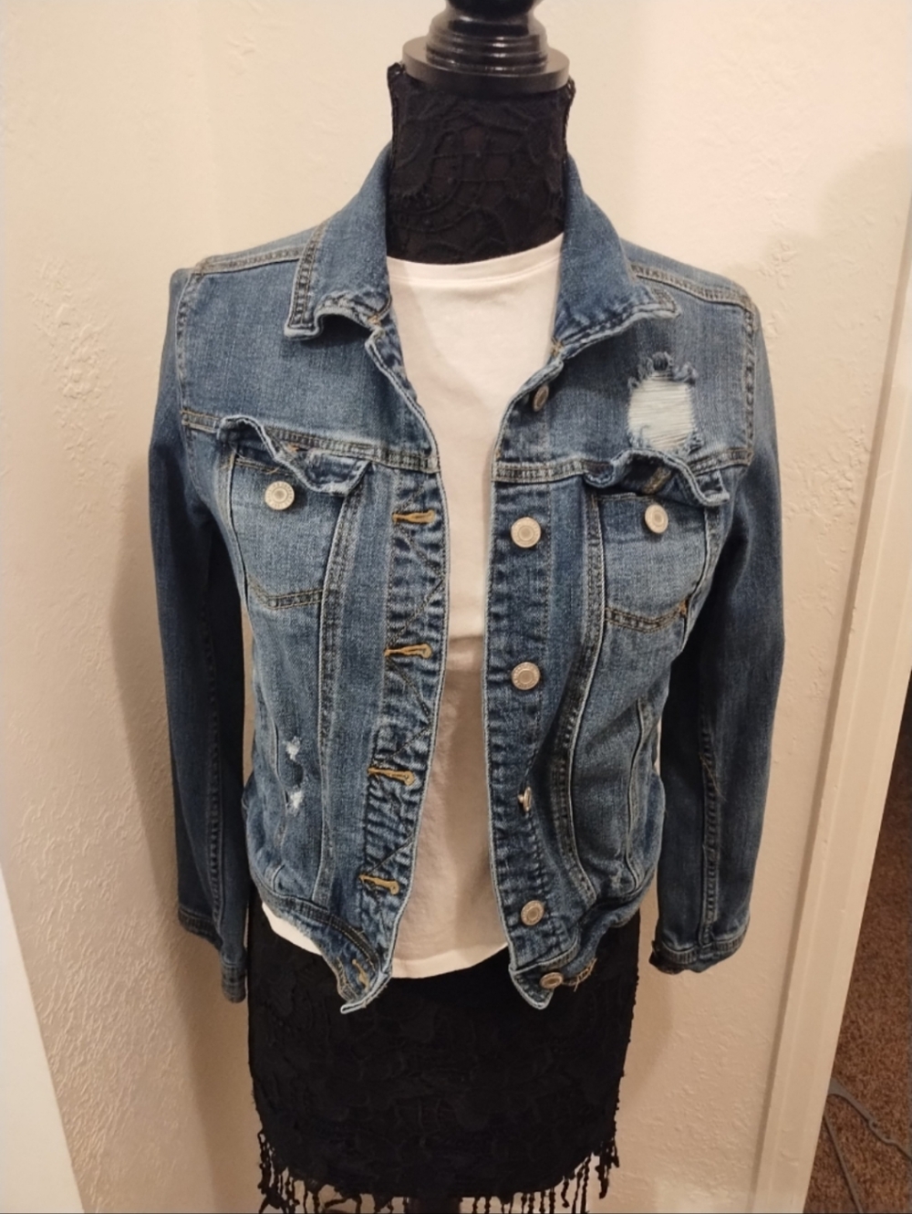 Mossimo Supply Co. Distressed Blue Jean Jacket